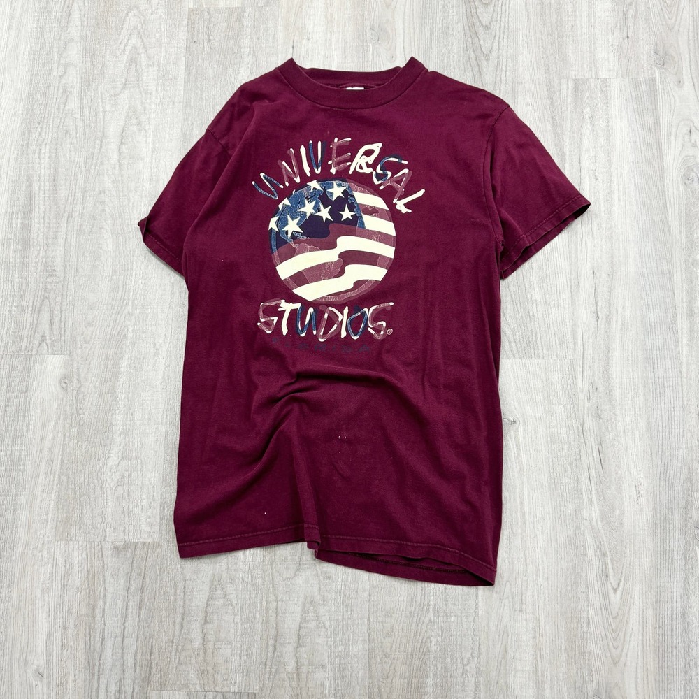 VINTAGE 90s Universal Studios Florida Shirt Size Large L Mens Red Tultex 1990s